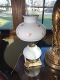 Antique Electrified Oil Lamp w/Marble Base