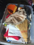 Tote of Dish Towels and Other Linens