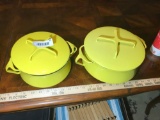 Pair Vintage Enamel Pots Danks Denmark w/lids