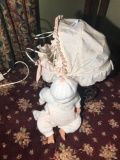 Ceramic Baby Doll and Buggy