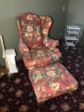 Vintage Wing Back Chair w/Footstool - Nice