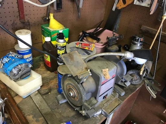 Work bench top contents to the right of level