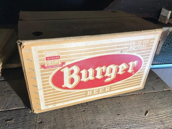 Antique Burger Beer box Full of Bottles