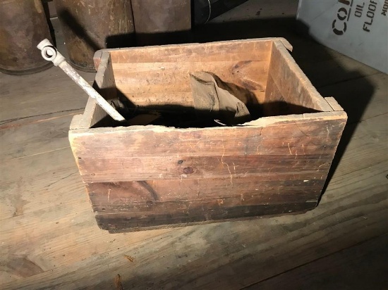 Antique Wooden Crate w/Hardware Contents