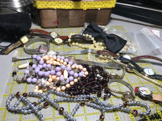 Group Lot Vintage Woman's Jewelry Many Watches