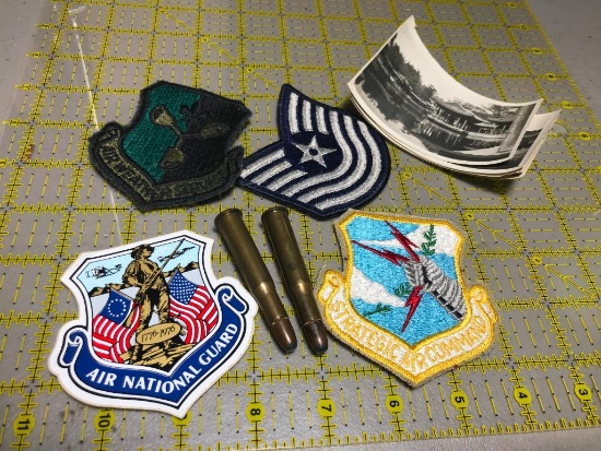 Group Lot Military Patches, Early China Photos etc