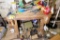 Old Wooden Table and Contents Lot