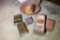 Group Lot Antique Tins + Wooden Bowl