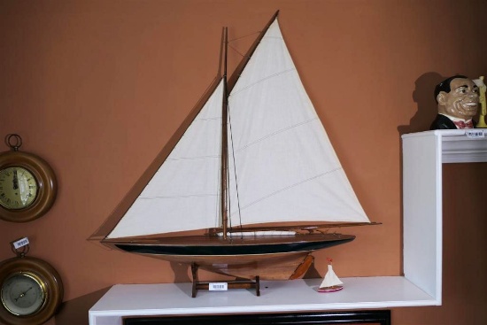 Large Sized Vintage Wooden Model Sailboat Nice