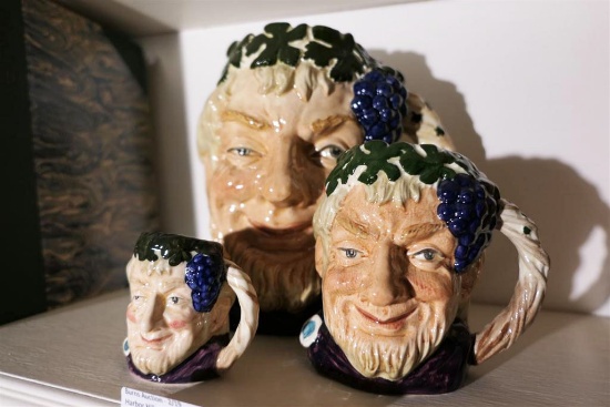 3 Royal Doulton Toby Jugs Mugs Bacchus Large