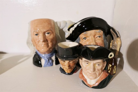 4 Vintage Royal Doulton Toby Jugs Mugs Characters