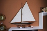 Large Sized Vintage Wooden Model Sailboat Nice