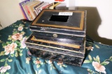 Two 19th c. Metal Document Boxes + Badge