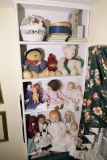 Shelf Lot of Vintage and Antique Dolls
