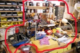 Contents of Work Bench and Items Above it Lot