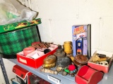 Assorted Antique Items on Top of Shelf Lot