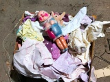 Box of Early Dolls, Doll Clothing, Celluloid etc