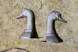 Pair Heavy Made in Spain Brass Geese Bookends