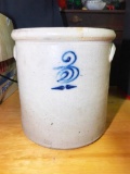 Antique Stoneware Crock Blue Decorated #3