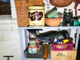 2 Shelves of Assorted Antiques, Collectibles Whale