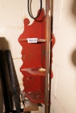 Unusual Early Folky corner shelf with red paint