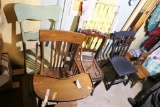 Group Lot 6 Old Wooden Chairs + Lawn Chair