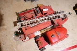 2 Antique Metal Toy Fire Trucks Inc. Ladder 1950s