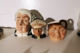 3 Vintage Royal Doulton Toby Jugs Mugs Characters