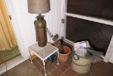 Old Fire Extinguisher Lamp, Patio Table etc Lot