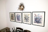 Group of Four Vintage Floral Prints