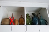 Cupboard Lot of Vintage, Antique Glass & Stoneware