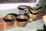 Antique Brass Buckets, kindling hod, metal planter