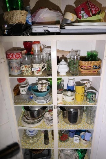 Contents of Cabinet Including Glass, Ceramics etc