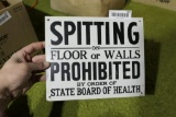 Vintage No Spitting Board of Health Sign