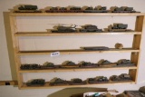 Shelf Lot of Model Train Cars & Military Toys