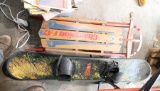 Vintage Sled and Snowboard Lot