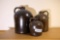 Group Lot 3 Brown Stoneware Jugs Nice