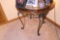 Vintage Glass Top Round Lamp Table w/Metal legs