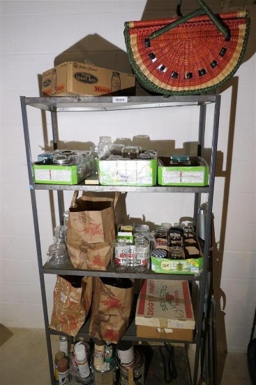 Contents of Shelf - Many Canning Jars, Picnic etc