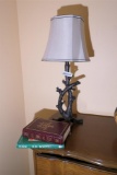 Lamp and two books lot