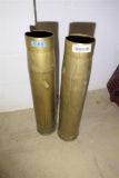 2 very large mi.itary brass artillery Shell casings