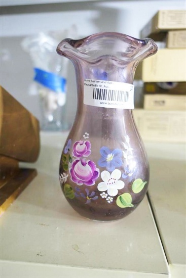 Antique Hand Blown Vase Painted w/Pontil