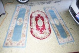 Three Vintage Rugs or Carpets Blue and Red