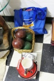 Vintage Sports Lot Including Lawn Bowling Balls