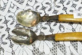 Pair Silver Peru Salad Tongs Spoon Fork Nice