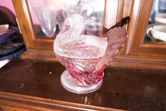 Antique Larger Sized Glass Turkey Candy Container