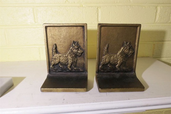 Pair Marked Bradley & Hubbard Bookends Scotty Dogs