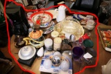 Table Lot assorted Glass & More Items Etc