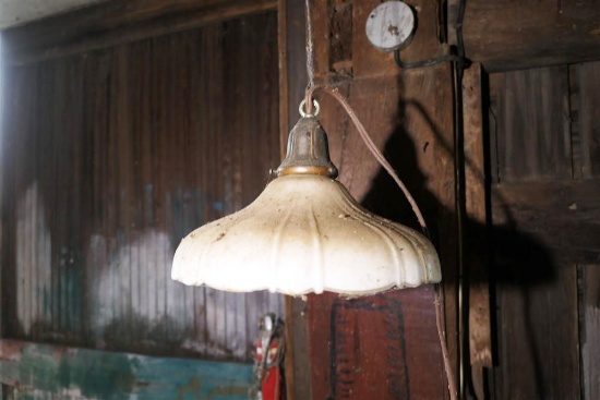 c. 1900 Hanging Glass Lamp Electric