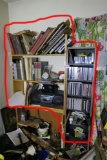 Shelves contents lot - music books, CDs etc
